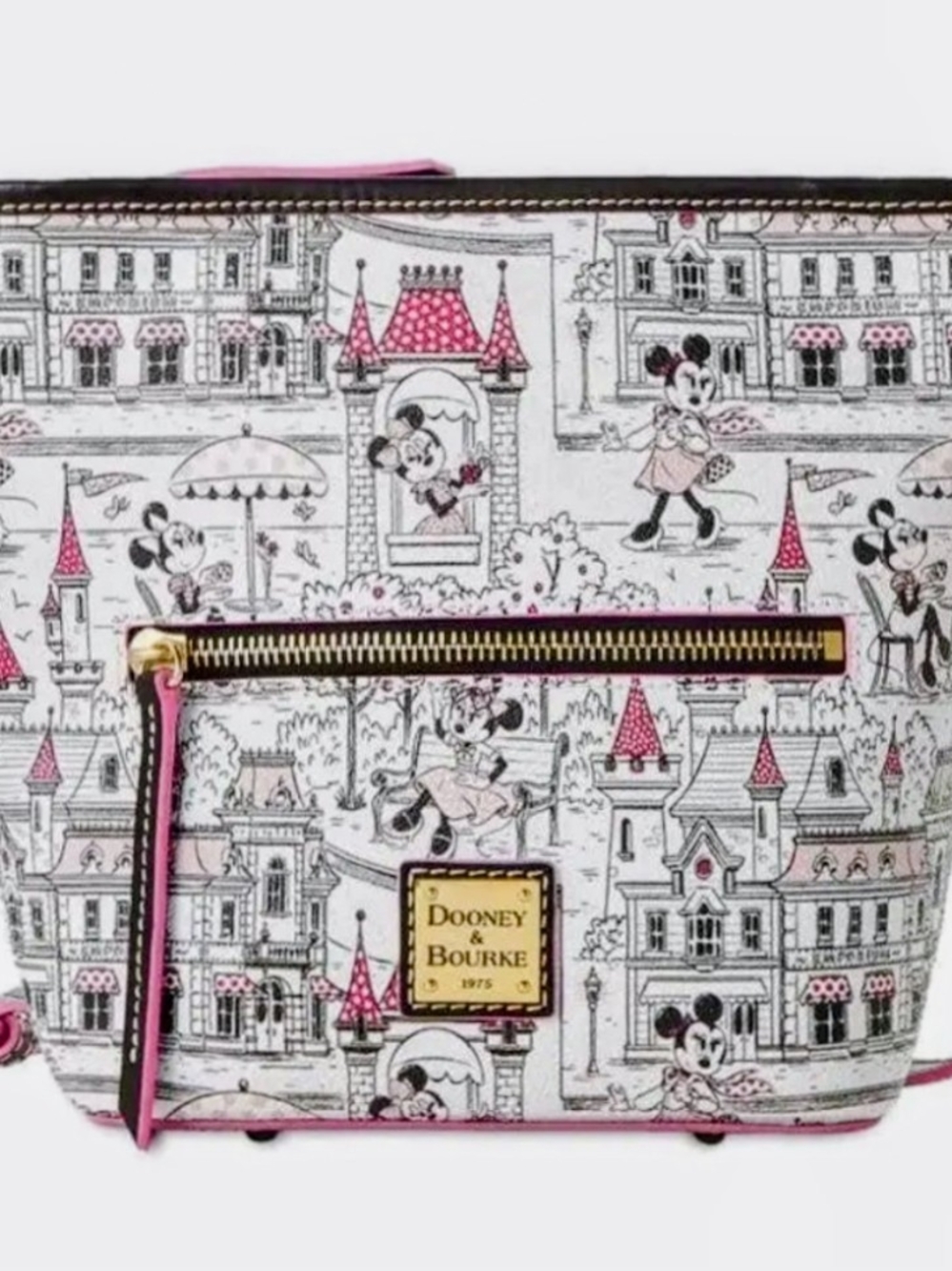 Dooney & Bourke Pink & White Disney Castle Print Crossbody